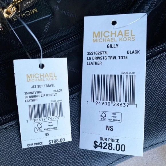 MICHAEL KORS GILLY LARGE TOTE SHOULDER BAG + WALLET SET IN BLACK NWT